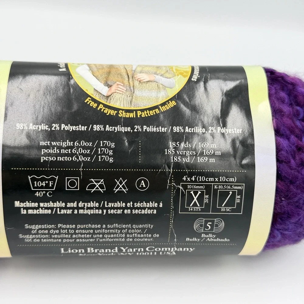 Lion Brand Homespun Yarn Grape 386 Purple Bulky 5 Textured 6 oz 185 Yards USA